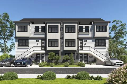 Modern multi-family living with architectural balance and curb-appeal that lasts. 🖤🩶 — Exteriors